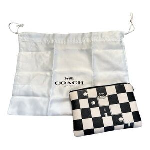 Coach Black & White Checkerboard Zip Pouch